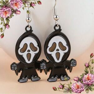 Halloween Drip Oil Pendant Earrings, Horror Movie Scream‎